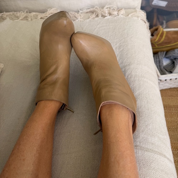 REVOLVE Pura Lopez Wedge Bootie Light Tan Leather Super comfortable Sexy 🔥 - Picture 5 of 16